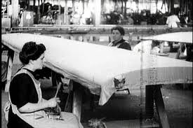 A fabric-covered wing being made during WW1